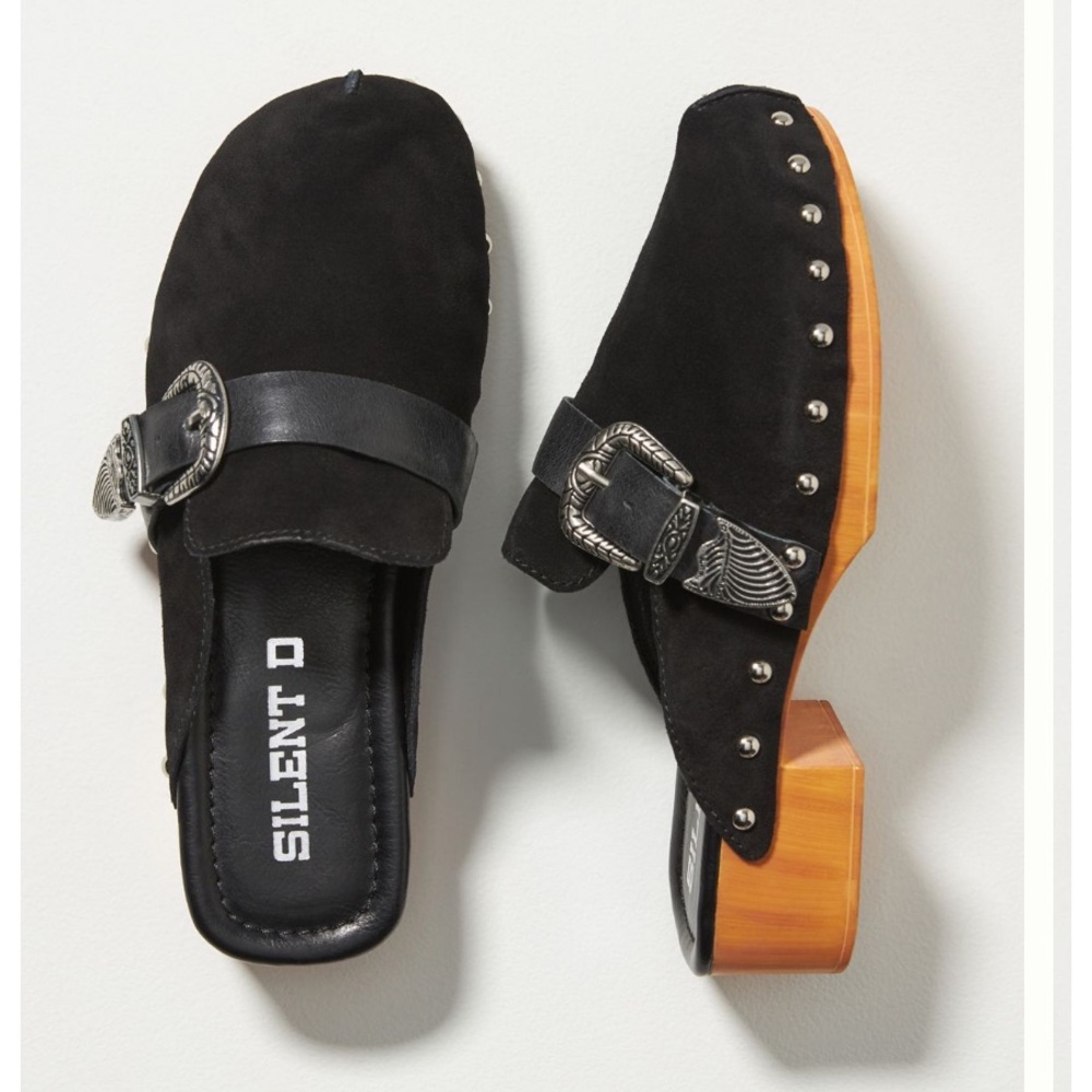 EUC Silent D Black Suede Clogs